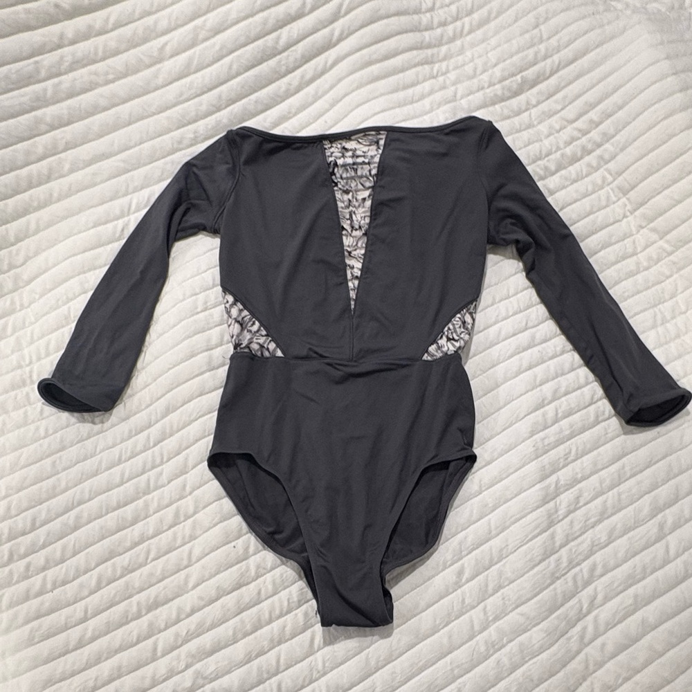 Gray long sleeve Discount Dance Leotard